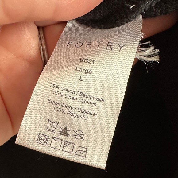 POETRY | Cotton Linen Blend Boxy Embroidered Sweatshirt | Size L - Picture 4 of 6